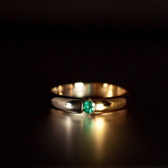 The Alexandrite Jewelry - $1500 18k White & Yellow Gold Wedding Band Ring